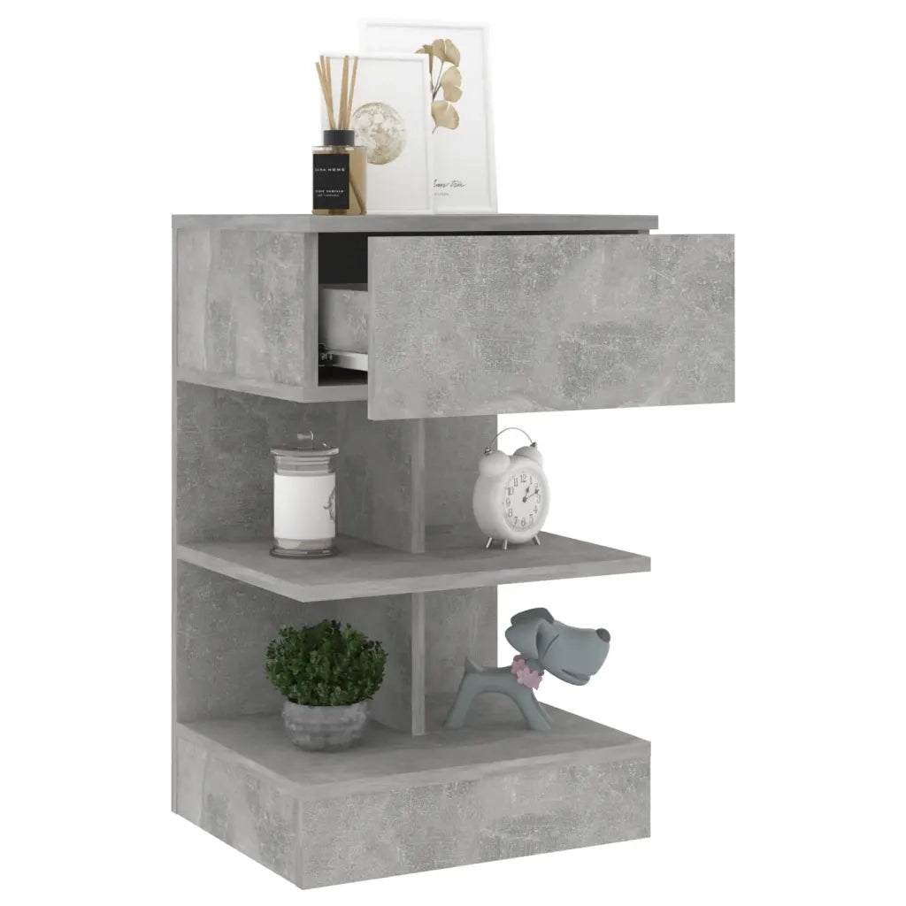 Comodino | Armadio da Notte | Mobiletto da notte Grigio Cemento 40x35x65 cm in Truciolato
