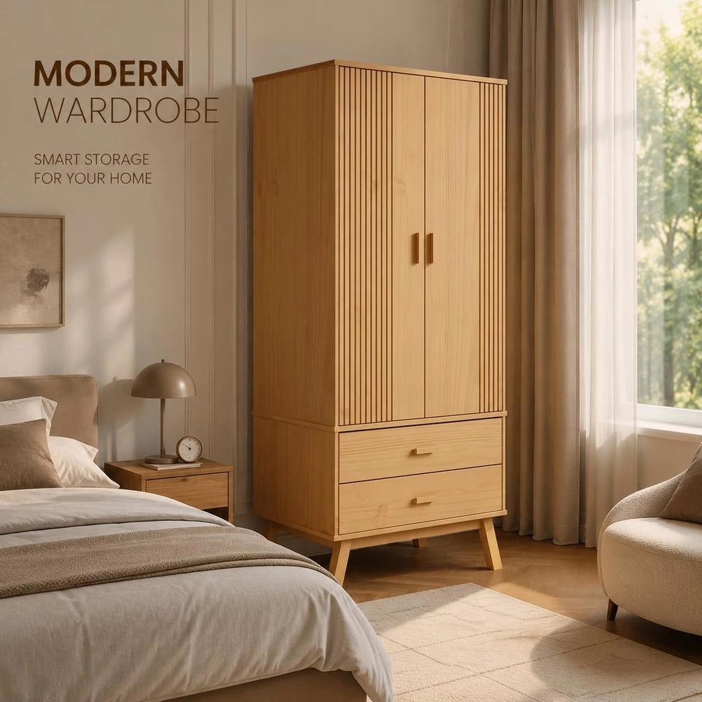 Wardrobe OLDEN Brown 76.5x53x172 Cm Solid Pine Wood