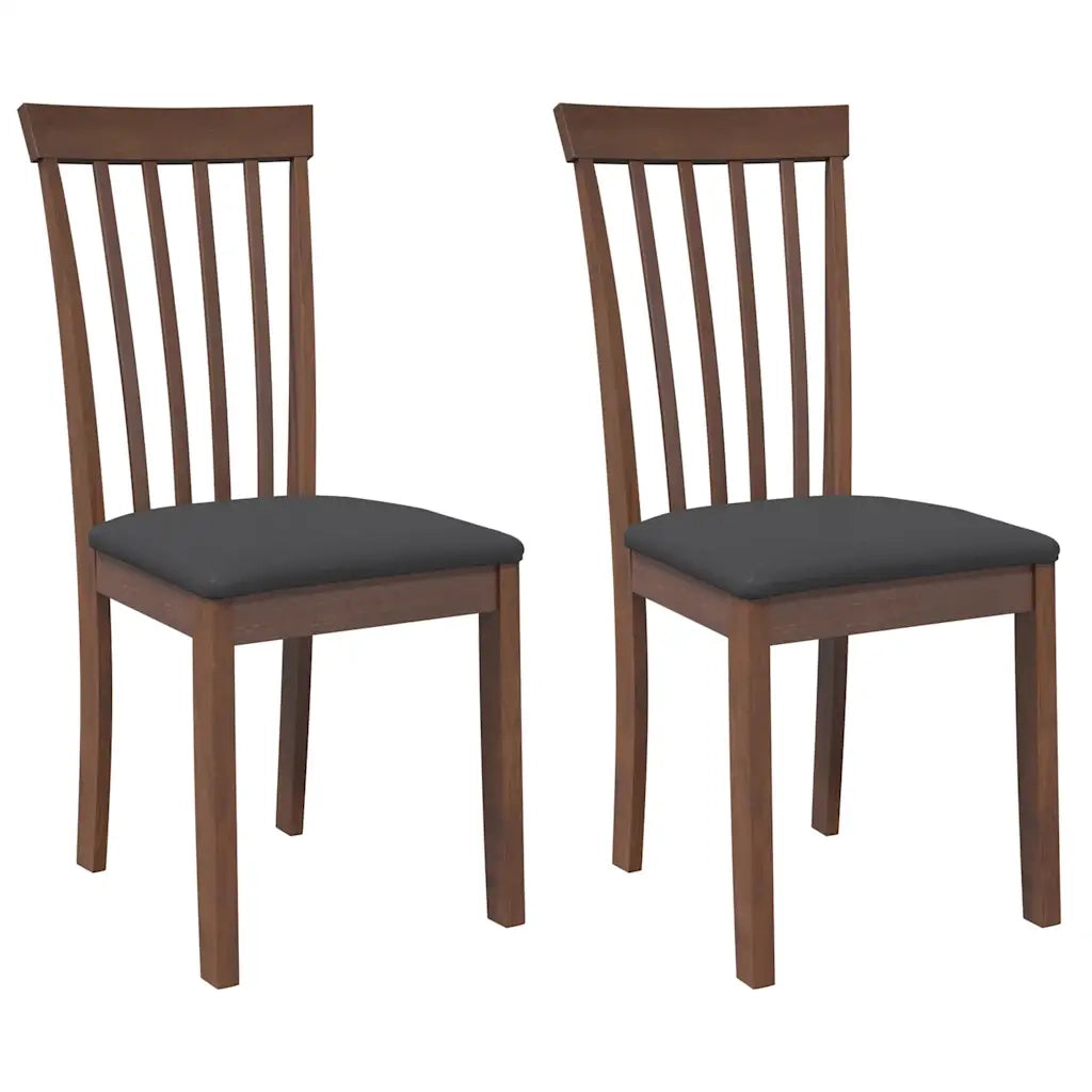 Sedie da Pranzo con Cuscini 2pz Marrone Legno Massello di Hevea 4102388