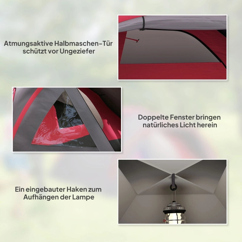 Tenda da campeggio per 3 persone; tenda a cupola UV 50+ resistente e stabile con porta a baldacchino; tenda familiare con teli da terra e colonna d'acqua da 2000mm per campeggio; giardinaggio trekking