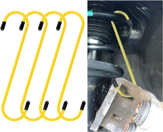 Freno di emergenza per auto, supporto freno con punta in gomma, universale, robusto e in acciaio inossidabile per uso su auto per lavori di freni, sospensioni, assi e ammortizzatori (giallo, 4 pezzi)