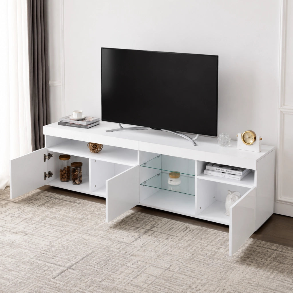 Mobile TV 180x35x48 cm; illuminazione LED variabile; MDF; bianco