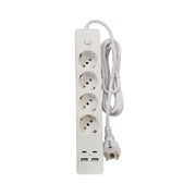 Trade Shop - Multipresa A 4 Posti Con 2 Prese Usb-a + 2 Prese Usb-c Interruttore Bianco Cavo Da 2mt -