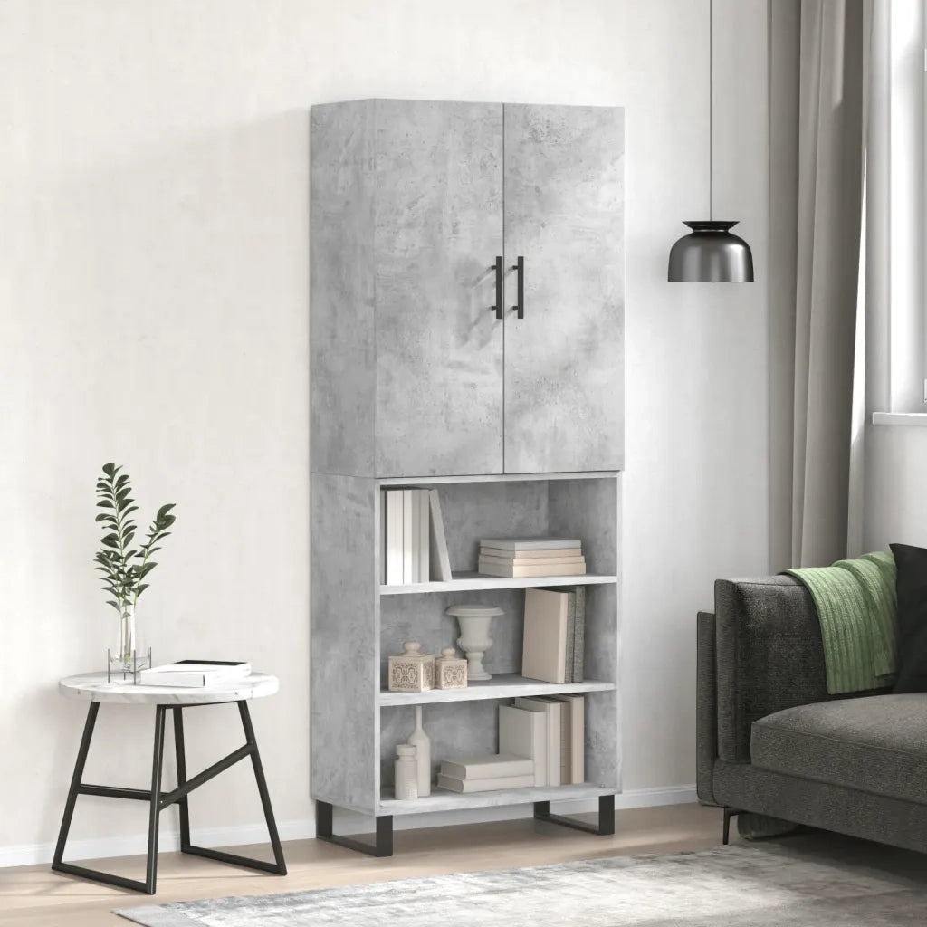 Credenza | Madia | Buffet da pranzo | Armadio da pranzo Grigio Cemento 69,5x34x180 cm in Legno Multistrato