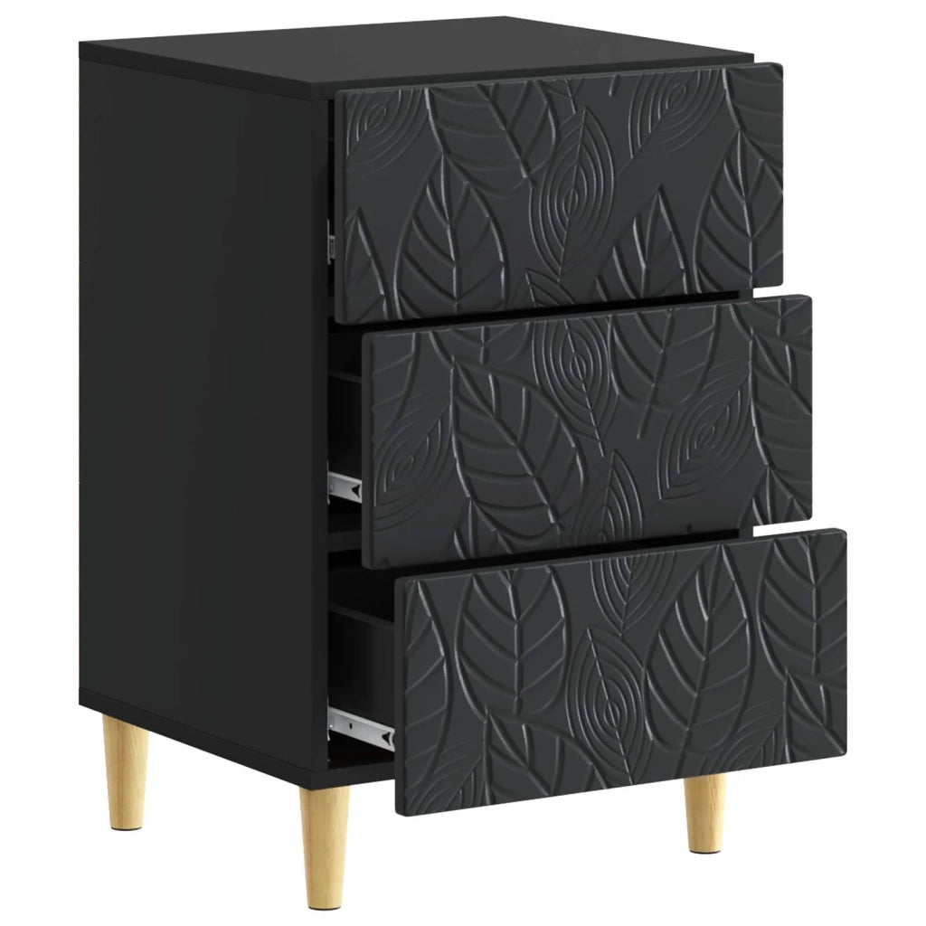 Comodino Nero 43 x 39,5 x 66,5 cm Legno ingegnerizzato 895016