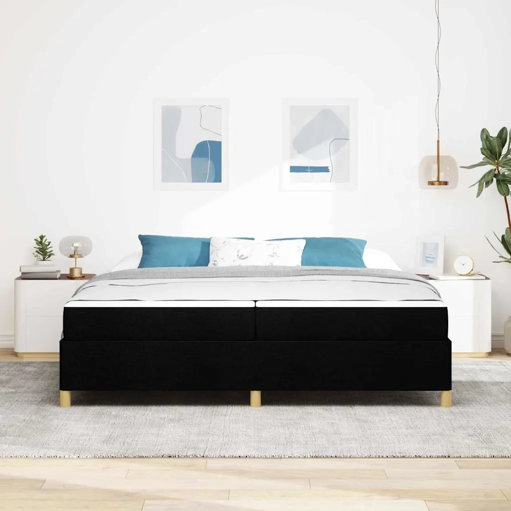 vidaXL Letto a molle Nero e Bianco e Nero 200 x 200 cm Tessuto