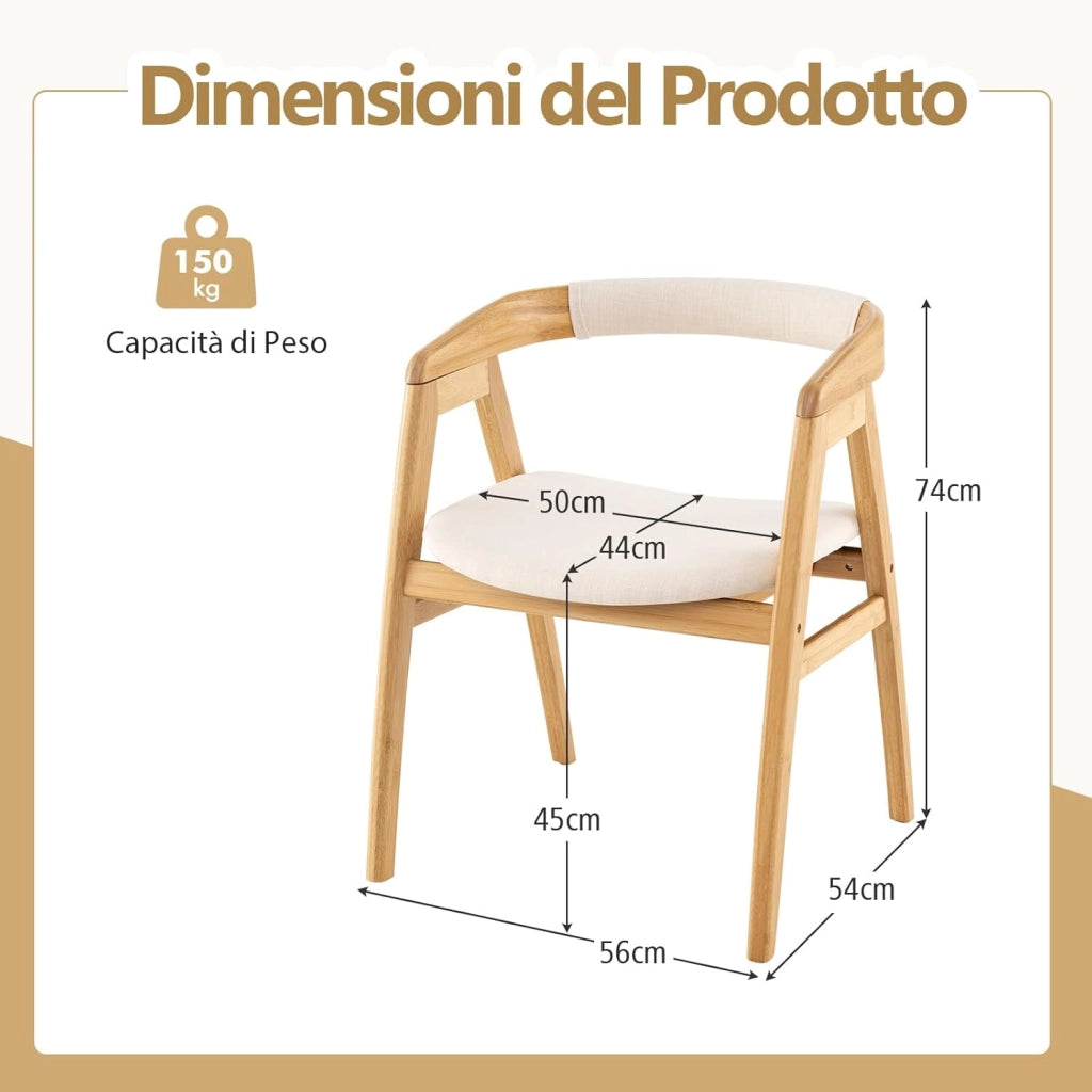 Poltrona Relax da Soggiorno, Poltrona in Bambù con Schienale Curvato, Cuscino per Seduta, Sedia Relax per Soggiorno Camera da Letto Ufficio, Portata 150 kg