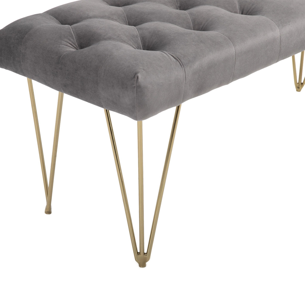 PANCA da ingresso 116 x 44,5 x 49 cm Velluto grigio con struttura in ferro