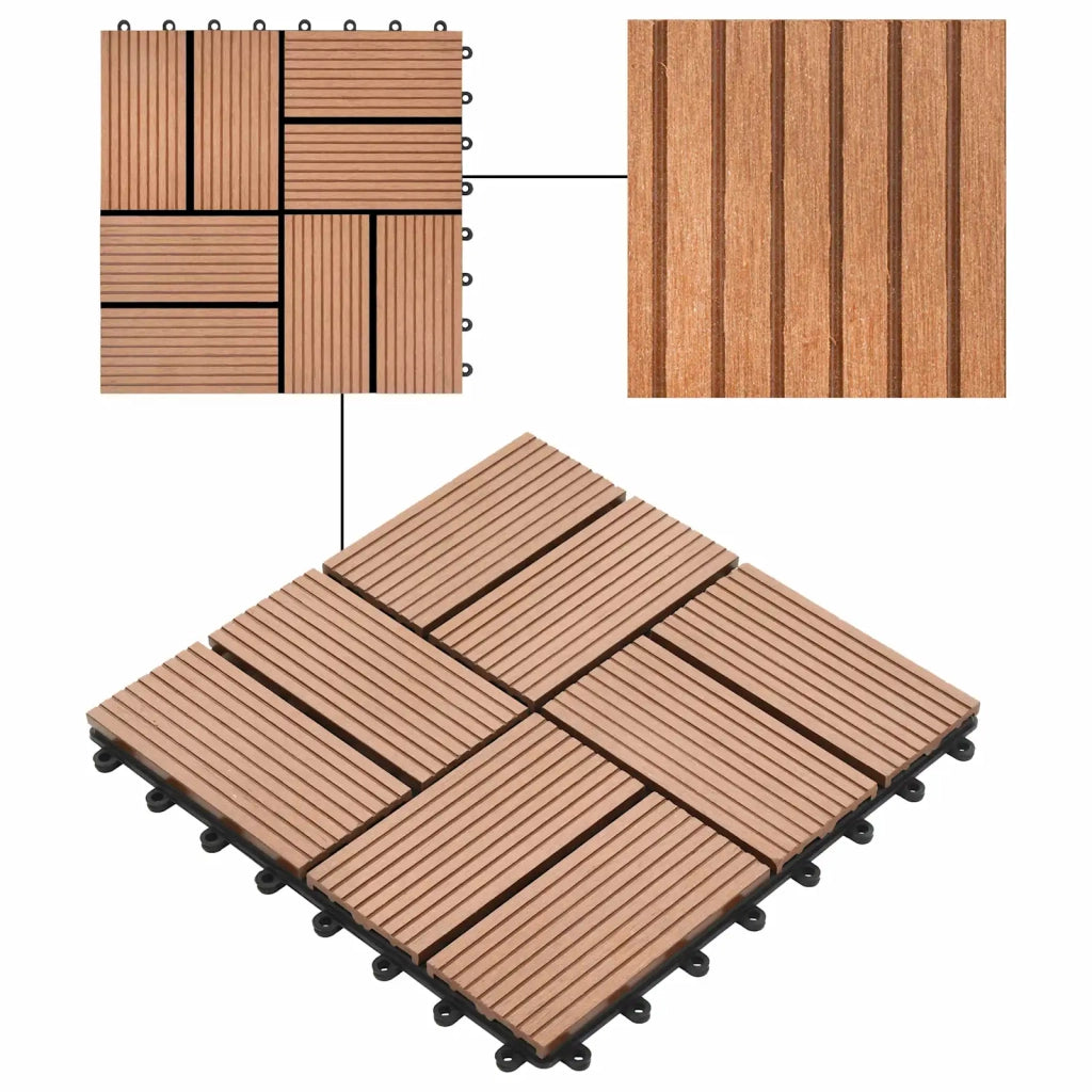 Piastrella per Decking 11 pz Marrone 30 x 30 cm WPC CFW1105717