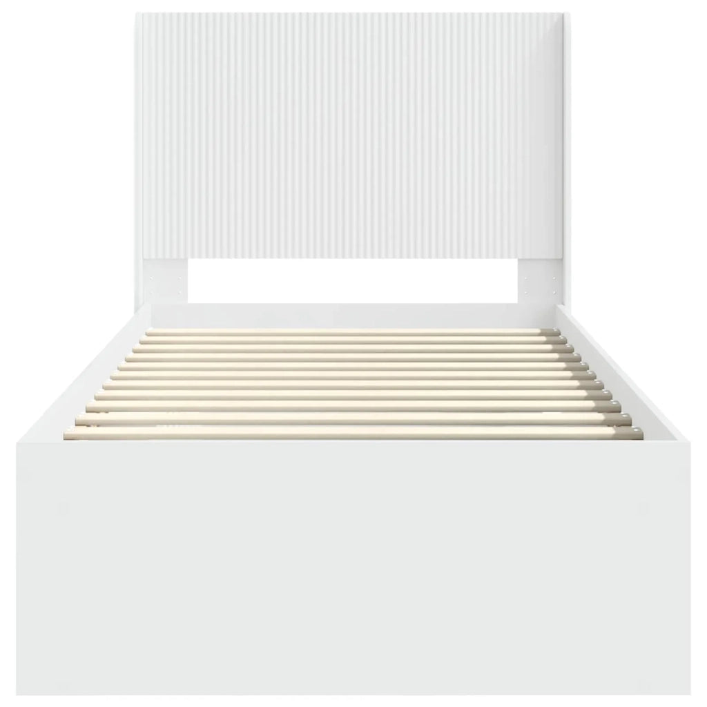 Struttura del letto con stoccaggio e testata Bianco 90 x 190 cm 3413901