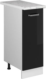 Armadio cucina dispensa alto R-Line, Nero lucido, 30 cm, PL Marmo, per la libera combinazione all'interno di sistemi cucina modulari