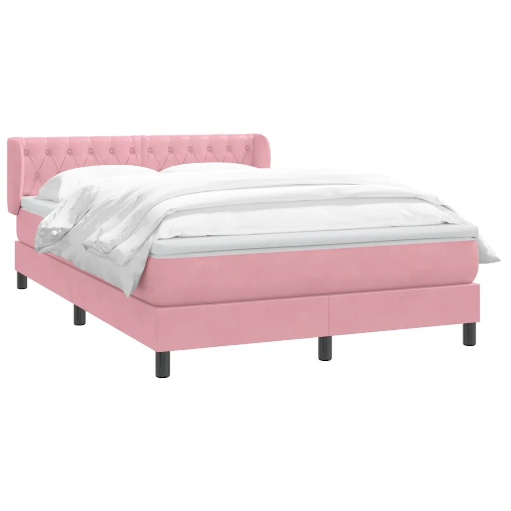 Giroletto a Molle con Materasso Rosa 140x210 cm in Velluto