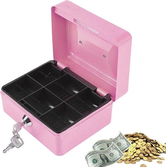 Cassa di Sicurezza Miniaturizzata Portatile in Acciaio - 1° Modello - Scatola di Deposito di Piccole Monete - Bevegliosafe per la Casa - Rosso