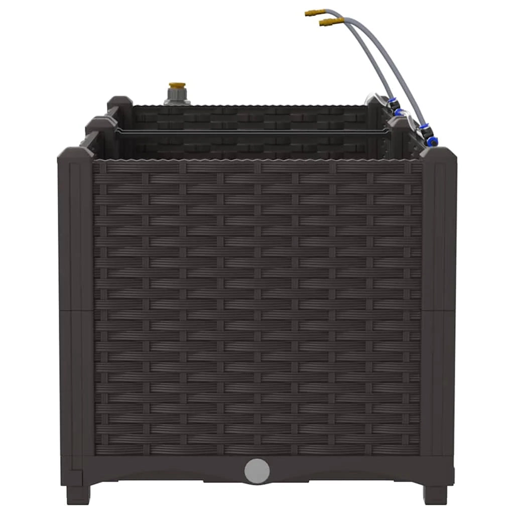 Set di 2 fioriere da giardino moderne 80 x 40 x 37,5 cm con sistema di irrigazione in acciaio marrone 02_0058520