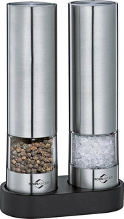 2 x Molitore elettrico pepe e sale Ohio - Lavorazione ceramica - Acciaio inossidabile - Kunststof di alta qualità - Regolatore di mola - Erbe essiccate