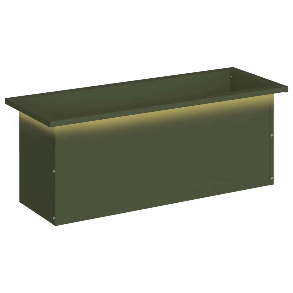 Fioriera da giardino con LED Verde Oliva 30 x 80 x 30 cm 8008104