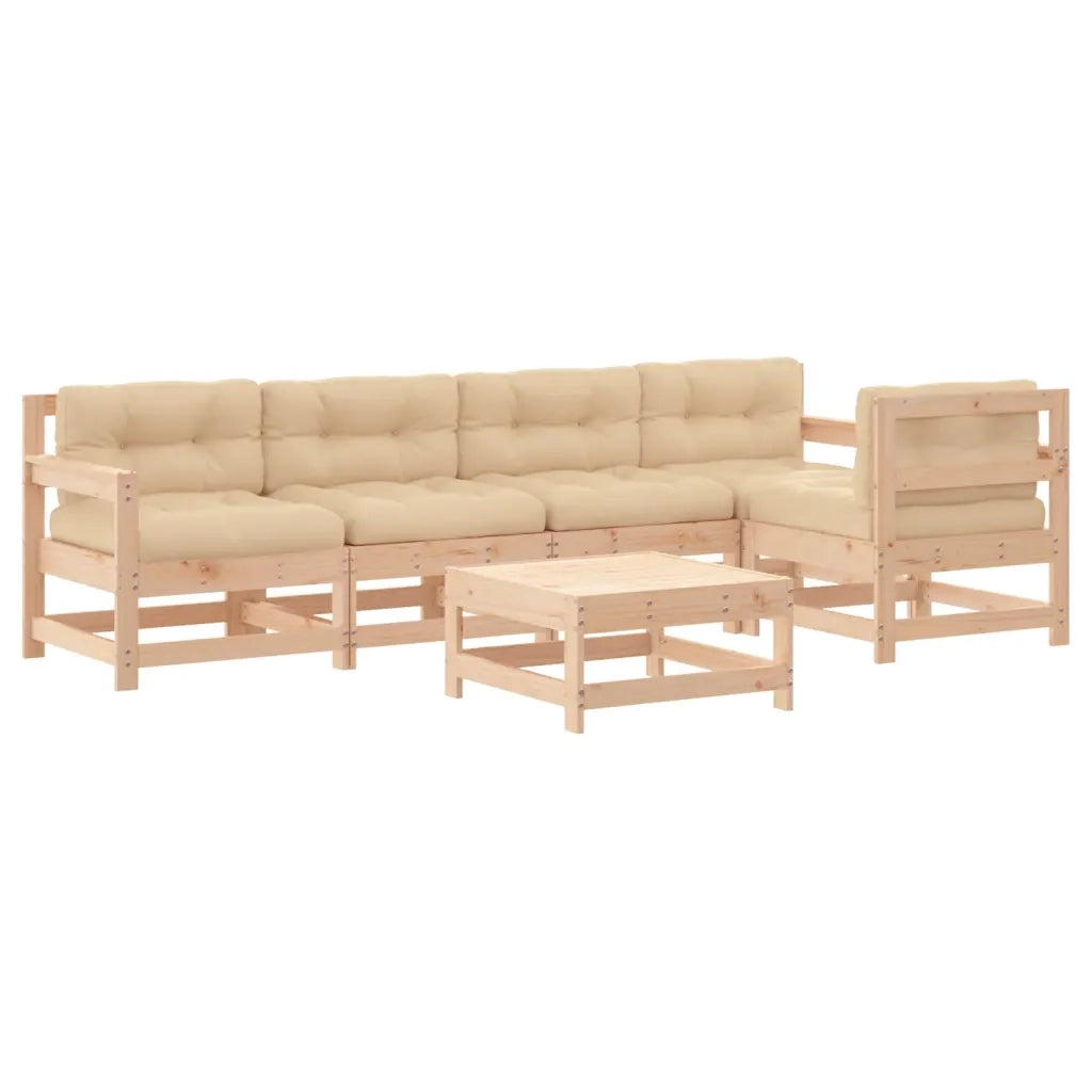 Set Divani da Giardino 6 pz con Cuscini in Legno Massello 3185990