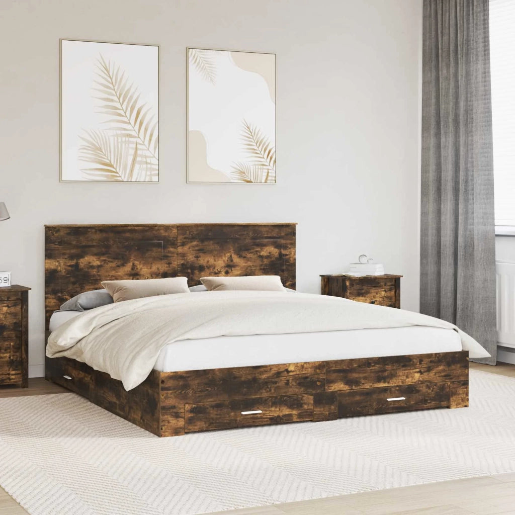 Struttura del letto Rovere fumé 200 x 200 cm Legno multistrato 3409612