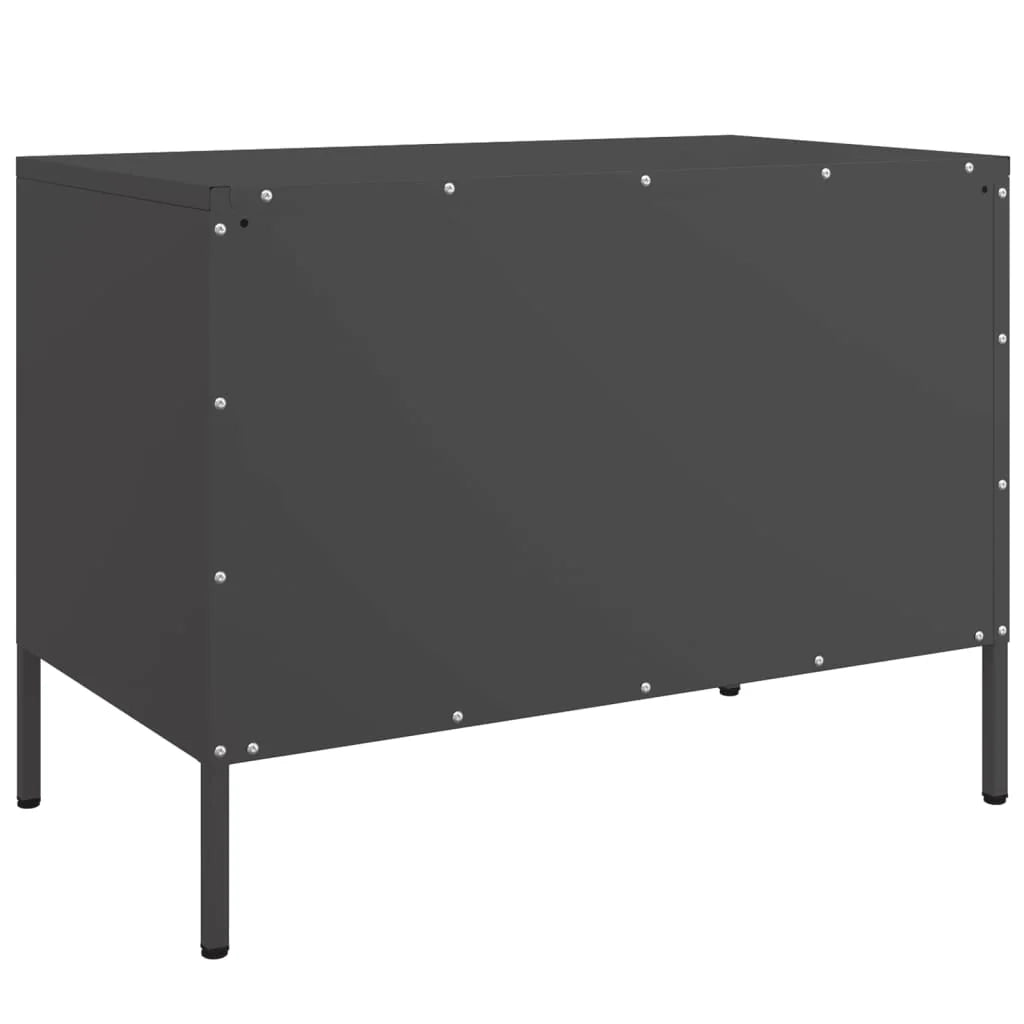 Mobile TV multimediale mensola TV credenza TV adatto per sala da pranzo soggiorno camera da letto 68 x 39 x 50,5 cm acciaio nero 02_0026160