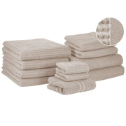 Set di 11 asciugamani Telo da bagno e tappetino da bagno per ospiti in cotone beige