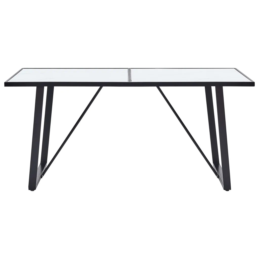 Tavolo da Pranzo Bianco 160x80x75 cm in Vetro Temperato 281553