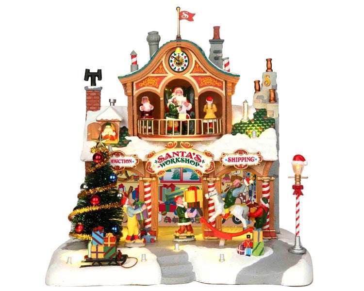 Laboratorio Babbo Natale Scena in Movimento Luminosa Villaggio Natalizio Lemax