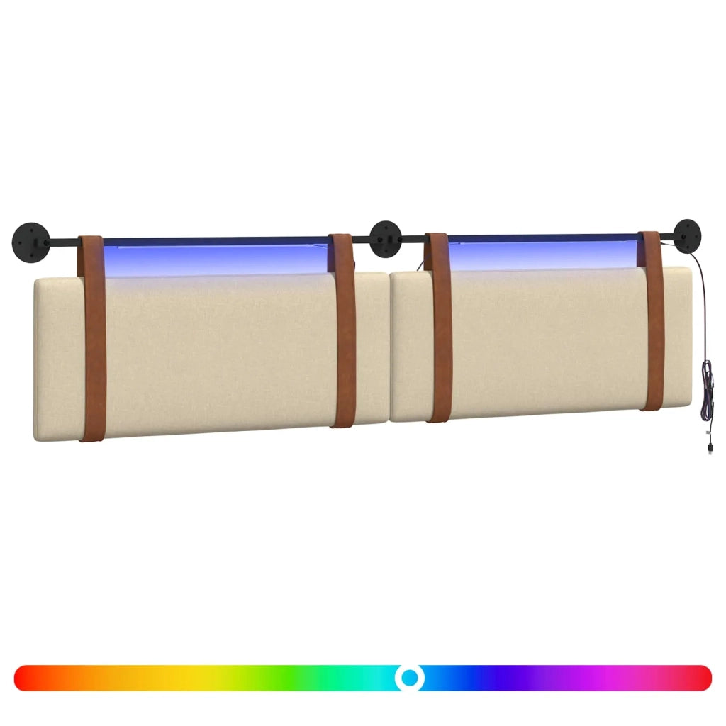 Testiera sospesa Con luce LED Crema PU Antico 3424051