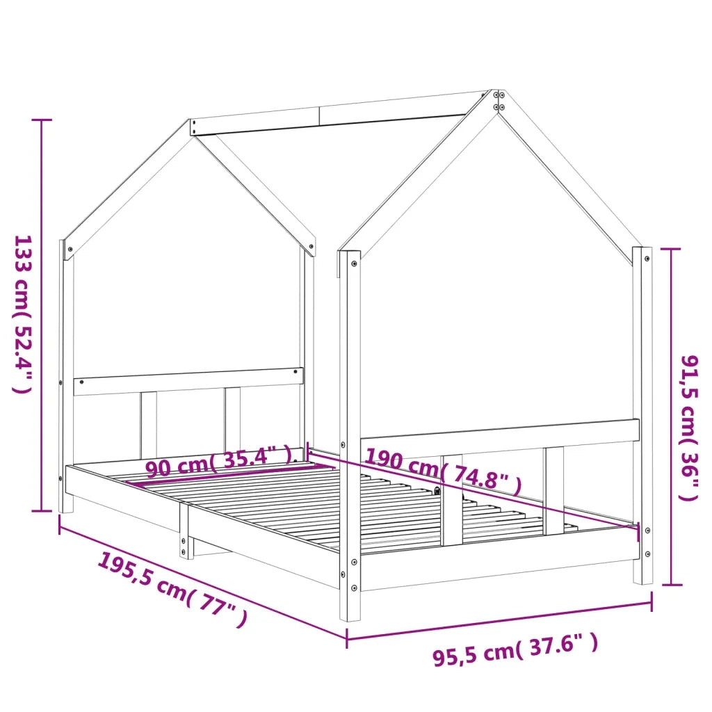 Giroletto per Bambini 90x190 cm in Legno Massello di Pino 835727
