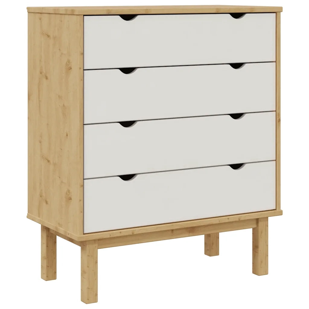 Cassettiera OTTA Marrone e Bianco 76,5x39,5x90 cm Legno di Pino 348584