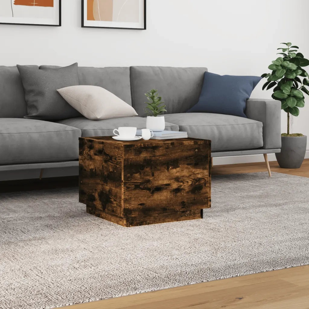 Tavolino da Soggiorno con Luci LED Rovere Sonoma 50x50x40 cm 839872