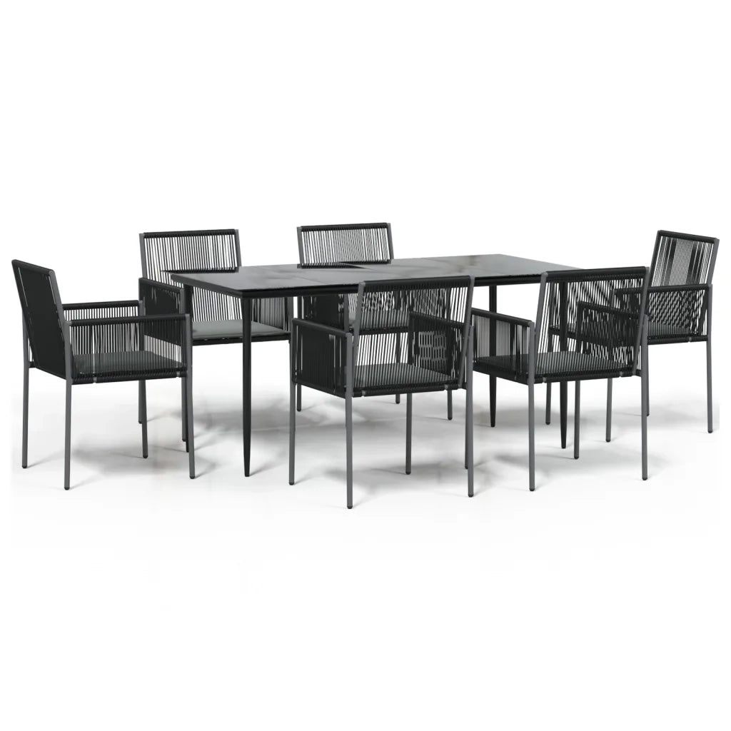Set Pranzo Giardino 7 pz con Cuscini Polyrattan e Acciaio Nerocod mxl 100621