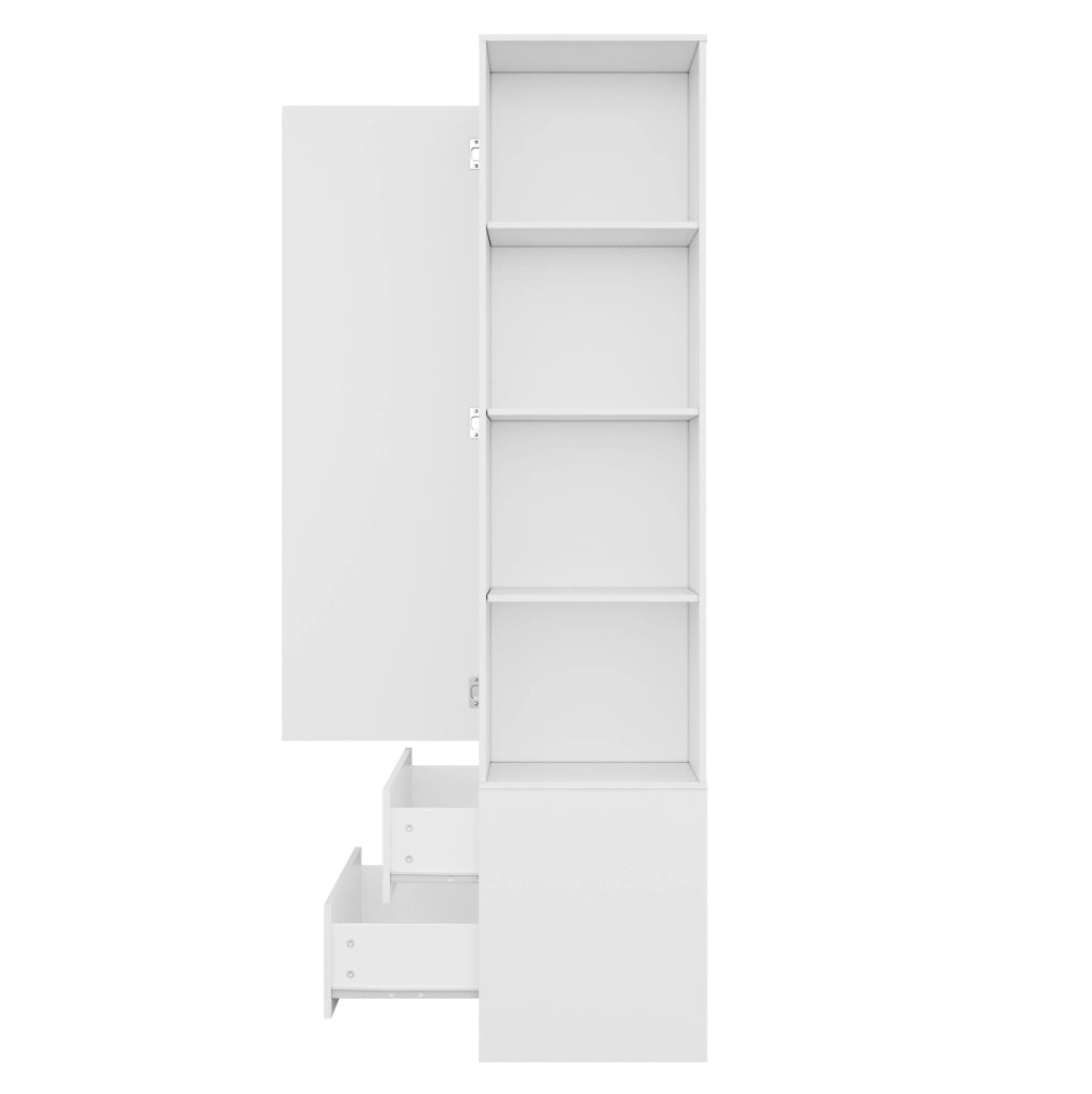 Armadio con specchio e cassetti, bianco, 180 x 80 x 40 cm