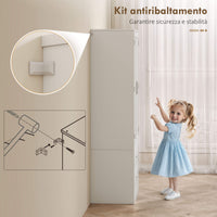 Credenza da Cucina 60x40x159 cm con Armadietto con 8 Ripiani Portaspezie e 2 Cassetti Bianco