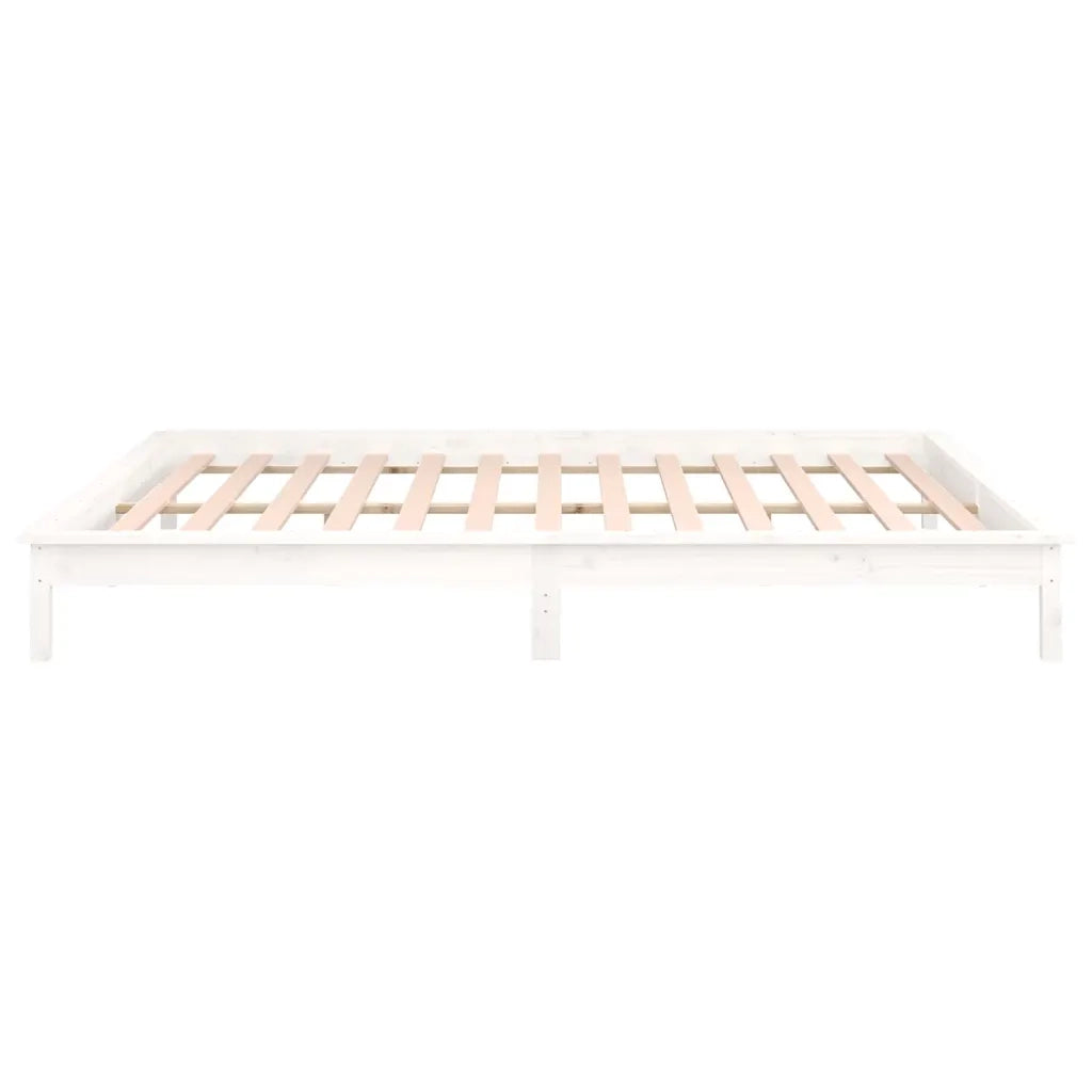 Letto matrimoniale | Letto per adulti | Giroletto con LED Bianco 140x200 cm in Legno Massello