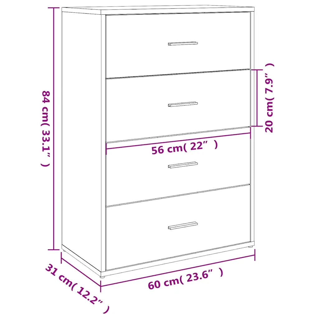Credenza Grigio Sonoma 60x31x84 cm in Legno Multistrato