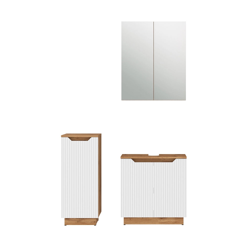 Vicco Set di mobili da bagno Rovere/bianco a strisce 3 parti