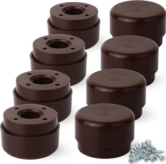 Piedini regolabili per mobili Ø 55 mm - set di 8 - sollevamento di 23-35 mm - a forma rotonda marrone