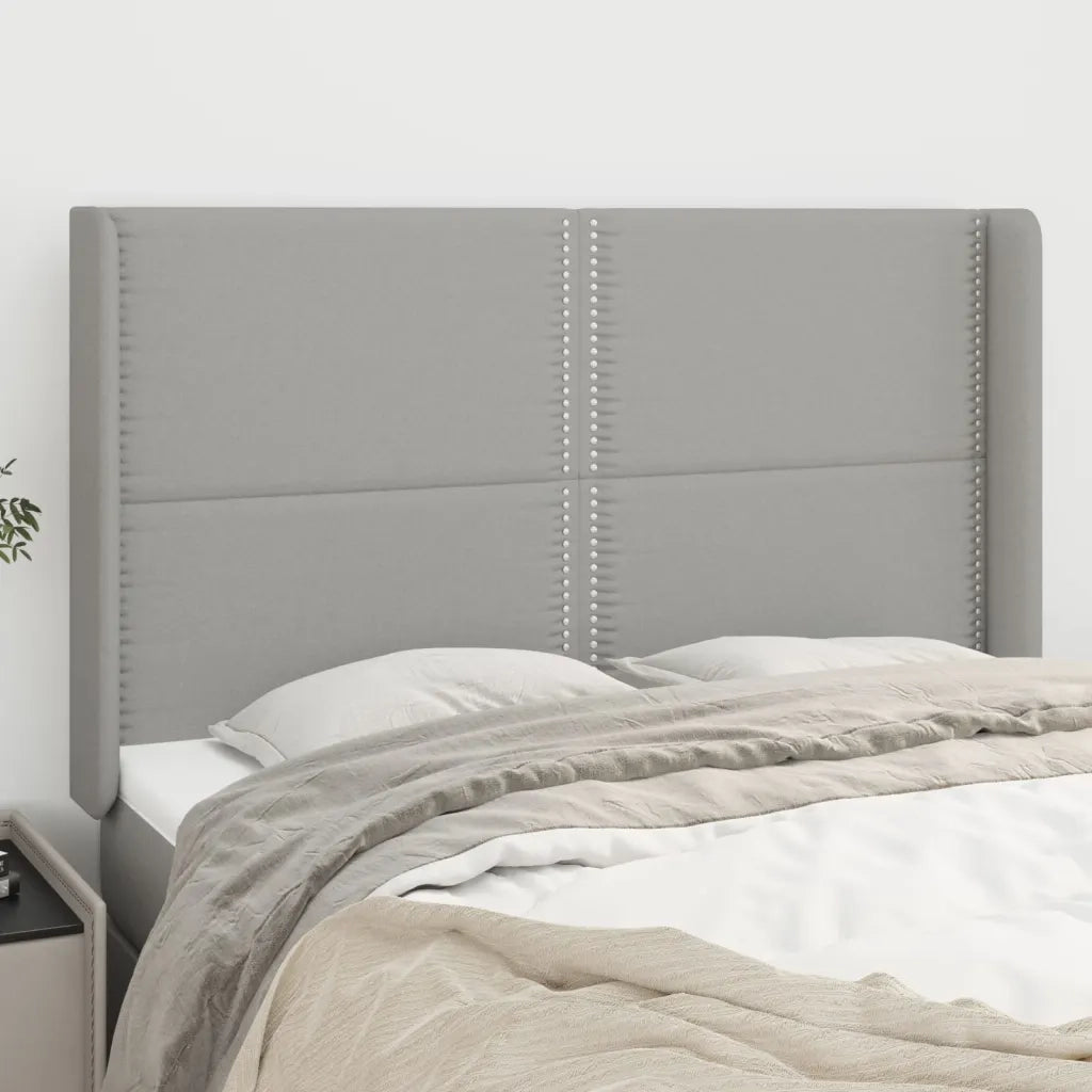Testiera | Testata ad Orecchio Grigio Chiaro 147x16x118/128 cm in Tessuto
