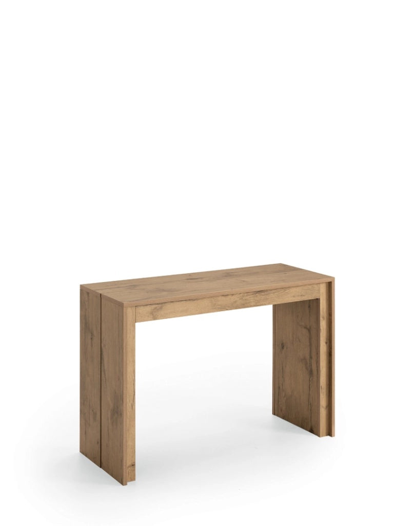 Consolle allungabile Segmenta in melaminico effetto rovere naturale, design salvaspazio da 42,5 a 297,5 cm - Stones