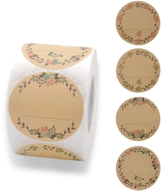 Etichette Self Adesivi 500 Unità - Etichette per Regali - Carta Carta - Etichette di Fiori - Etichette per Congelatore - Prodotti Fatti a Mano - Facili da Descrivere - Etichette Adesive per Label