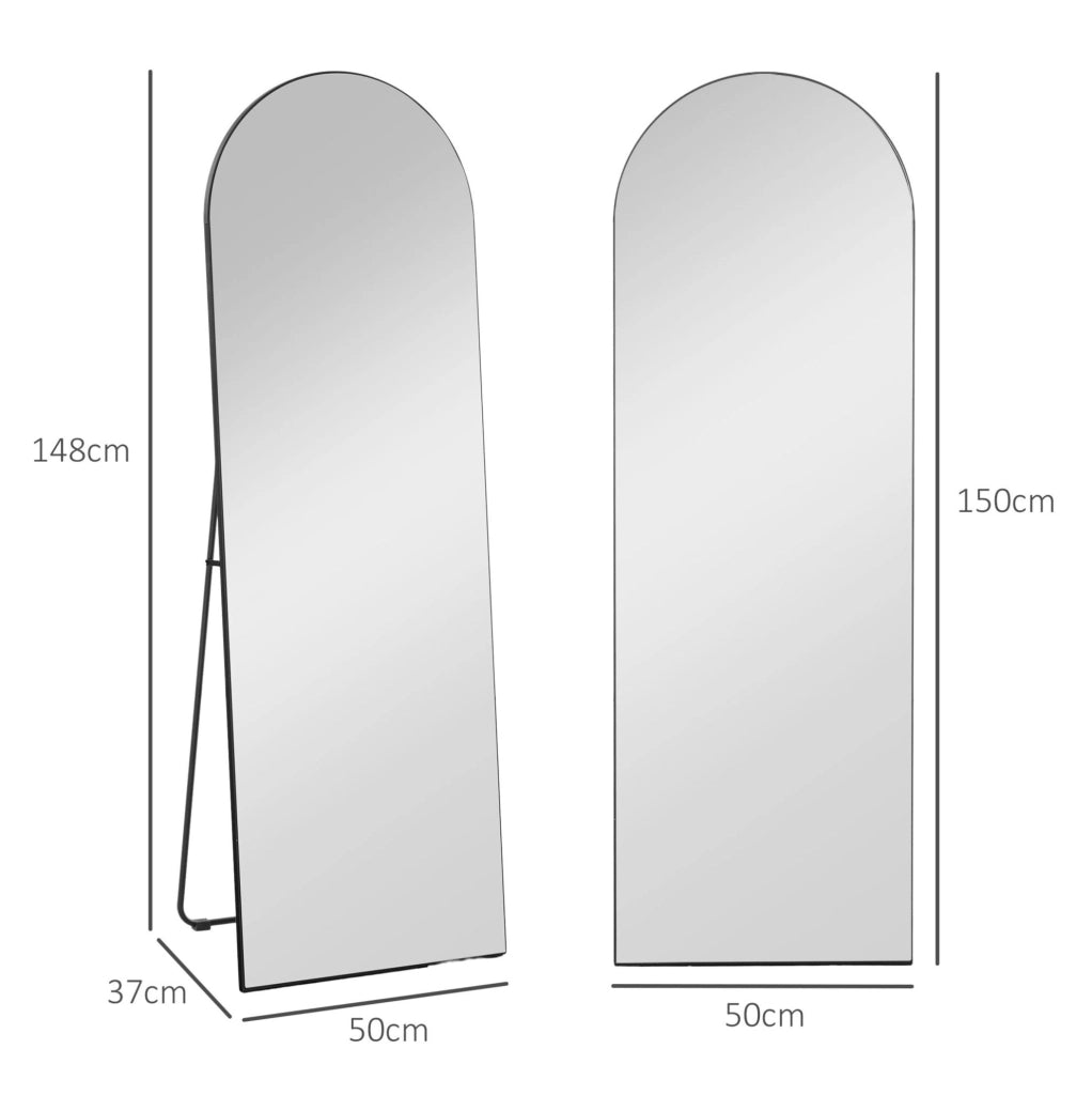 Specchio a figura intera ad arco nero 150 x 50 cm