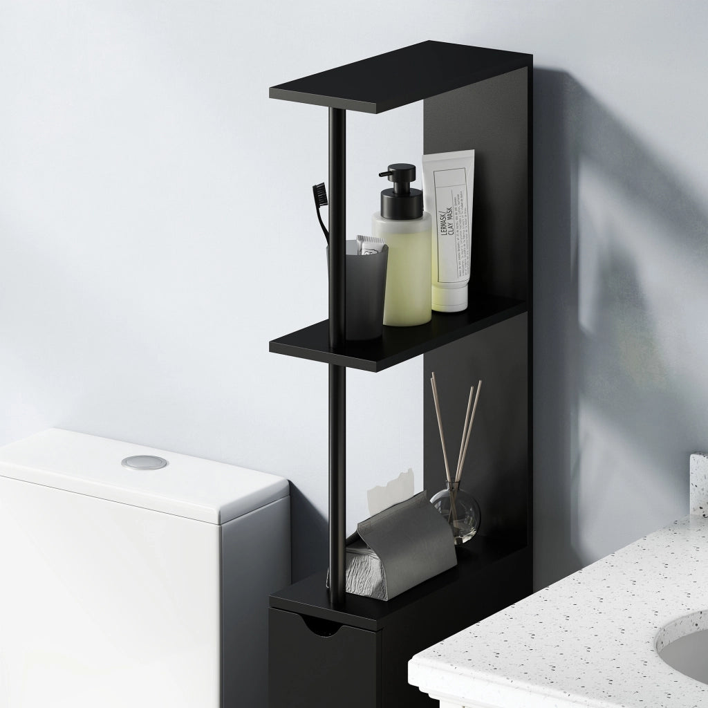 Colonna bagno con cassetti e ripiani ¨C Xylo ¨C Nero 15x33x136,8 cm