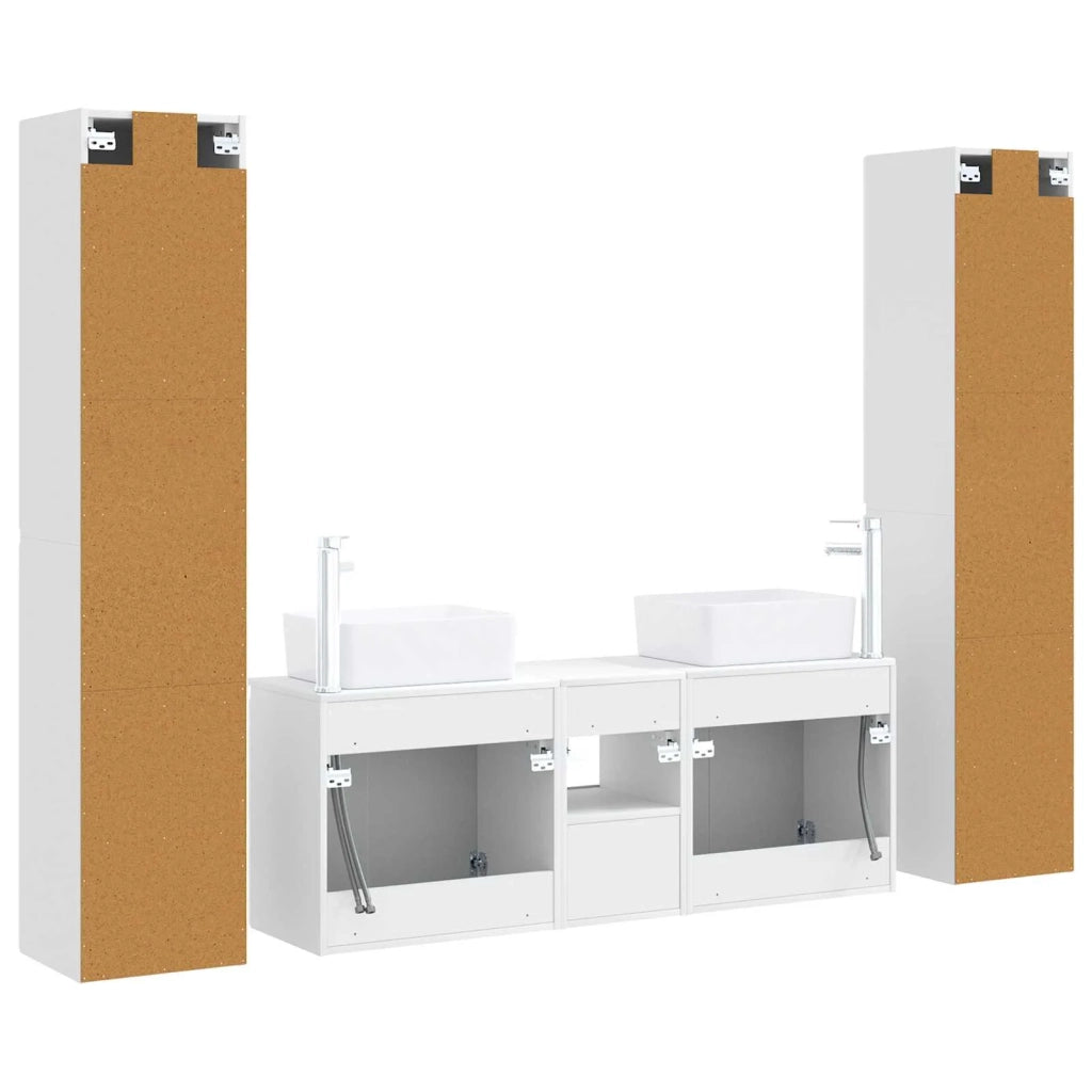 Set di mobili per il bagno 5 pz Bianco Lucido 3406037