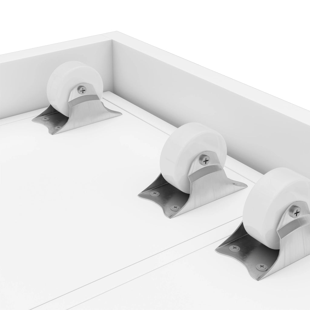 Libreria estraibile con ruote, 4 ripiani, MDF, bianco, moduli reversibili sinistra/destra, 51,5x41x158 cm