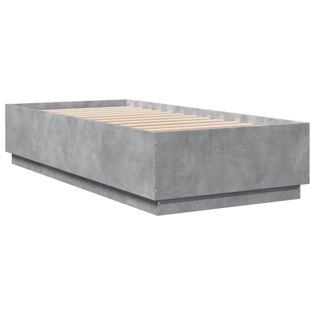Giroletto Luci LED-Struttura Letto con LED Grigio Cemento 90x200cm in Legno Multistrato 970533
