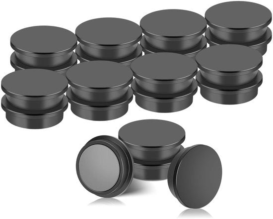 Pacco da 20 magneti per lavagne, 30 x 8 mm forti magneti per lavagne, magneti neri per frigorifero, magneti rotondi per lavagne, lavagne, magneti per bacheca, magneti per frigorifero