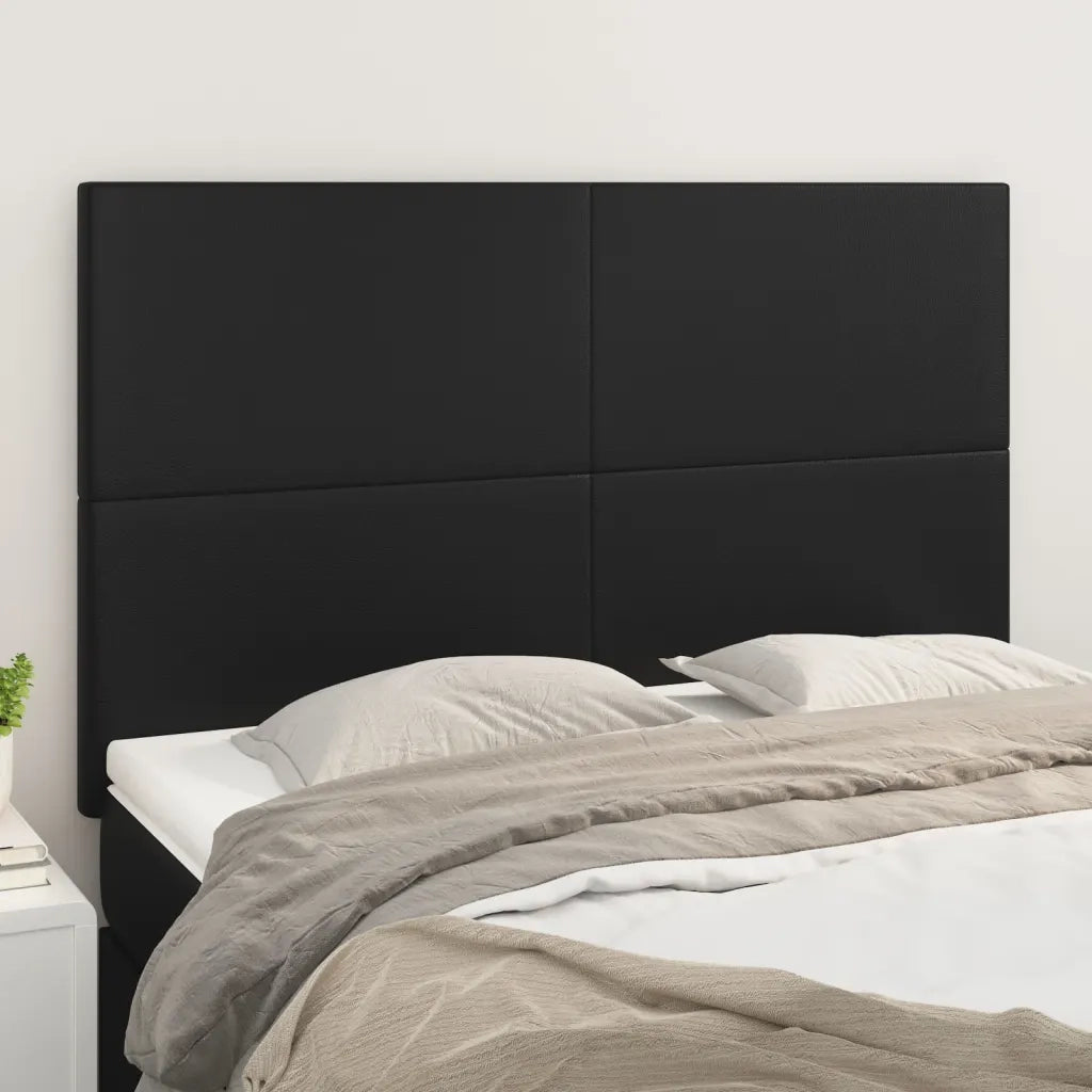Testiera | Testata Nera 144x5x118/128 cm in Similpelle