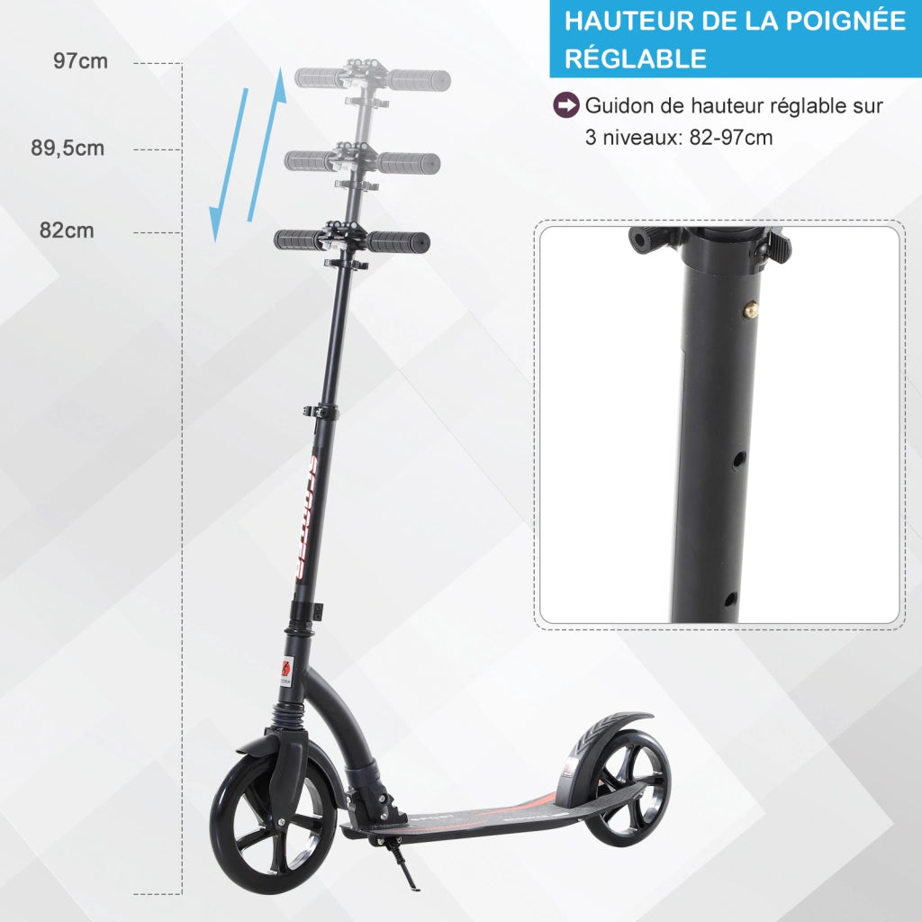 Monopattino pieghevole per adulti ¨C Minimal ¨C nero alluminio 92,5x37,5x82-97 cm