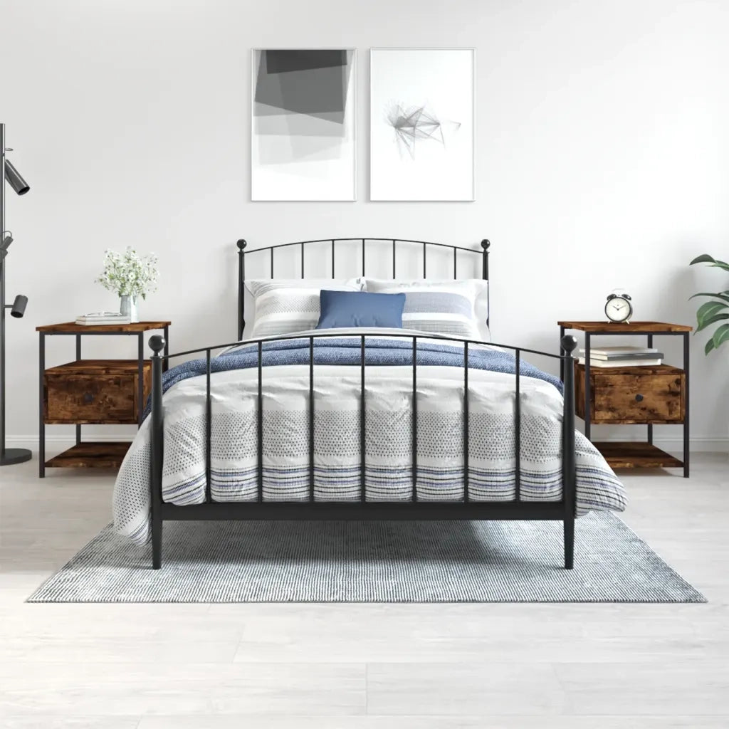 Comodini 2 pz-Set di 2 Tavolino da notte Rovere Fumo 40x42x56 cm in Legno Multistrato