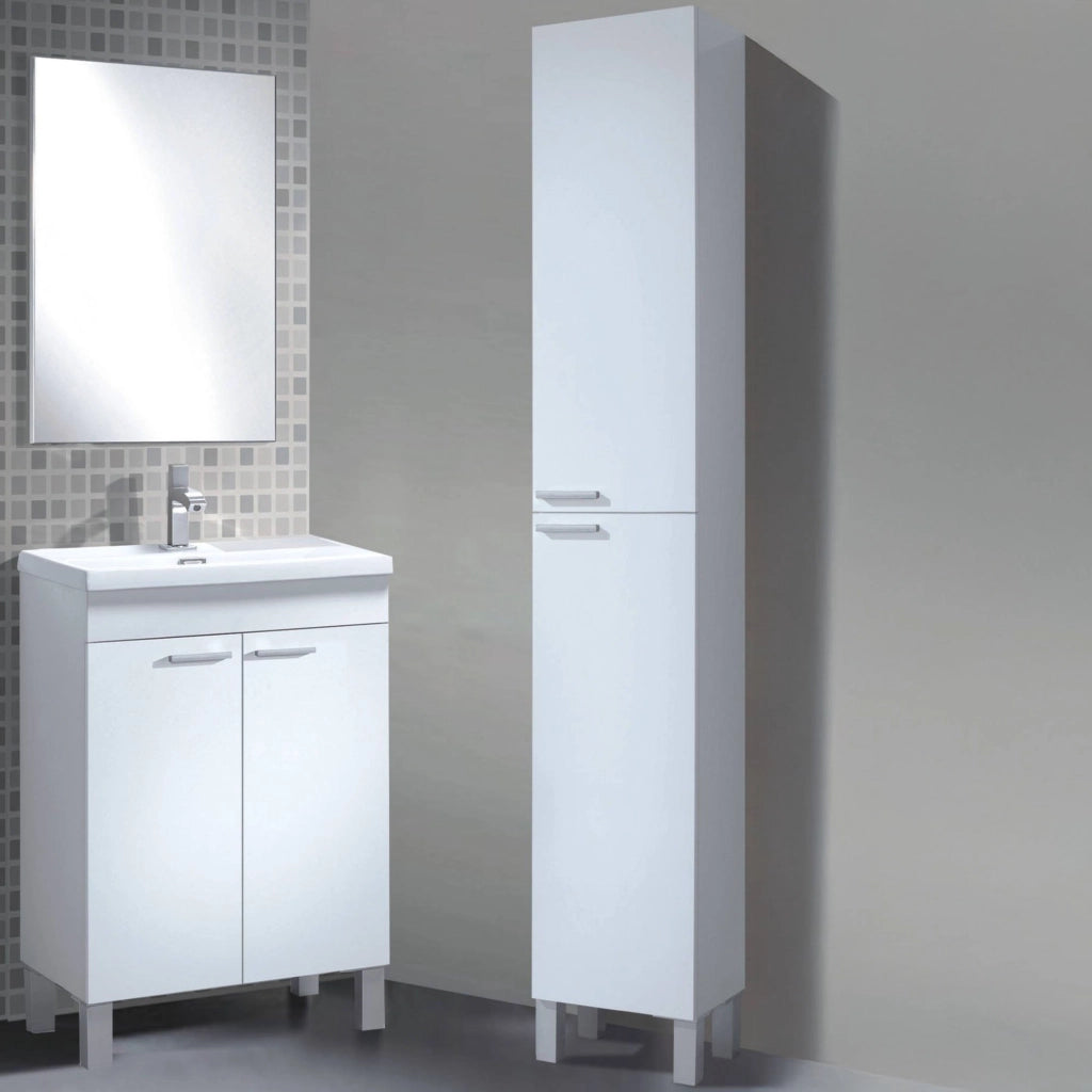 Tradate, set Mobili Bagno Specchio Incluso, Bianco Lucido